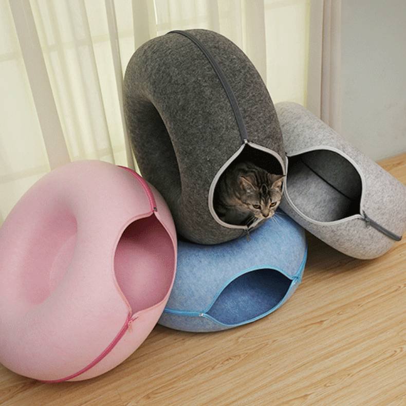 Cama túnel para gatos de fieltro modular con cremallera - 2