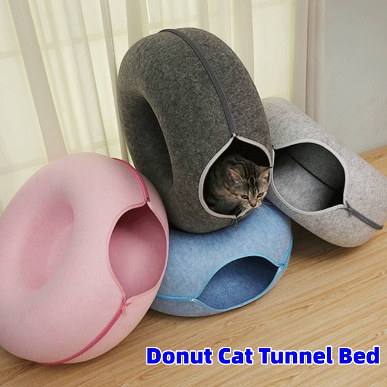 Cama túnel para gatos de fieltro modular con cremallera